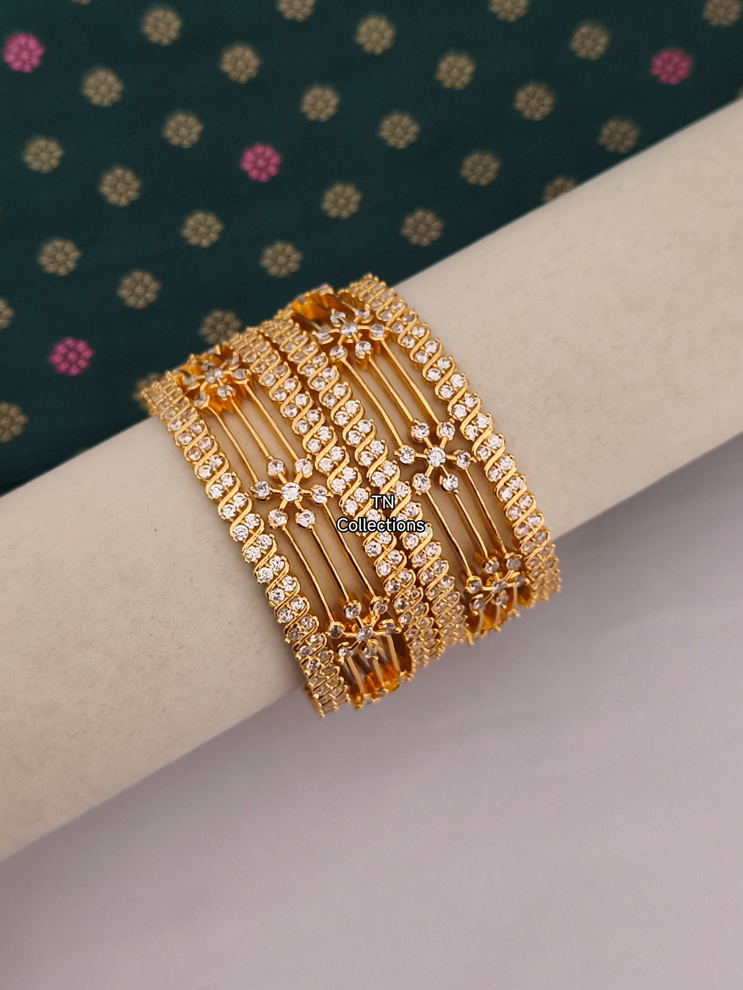 Antique Polish Ad Cz Bangles Set (Size 2.6)