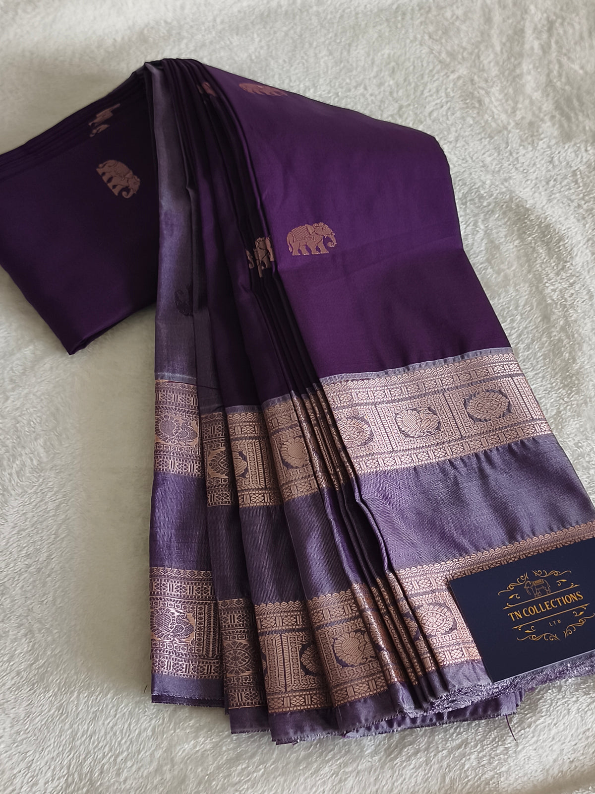 Premium kanchi Semi Silk Saree with contrast blouse