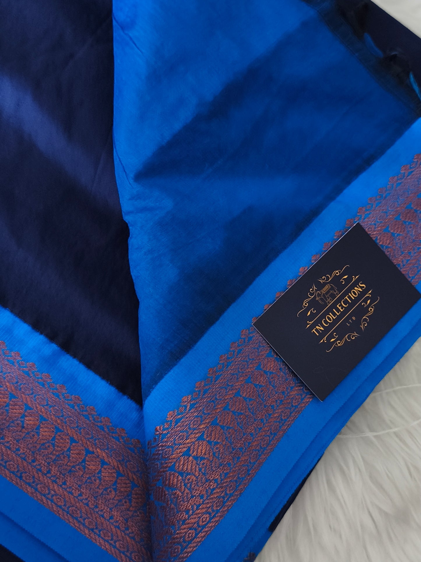 Navy blue with Royal blue Kalyani cotton Pattu Saree