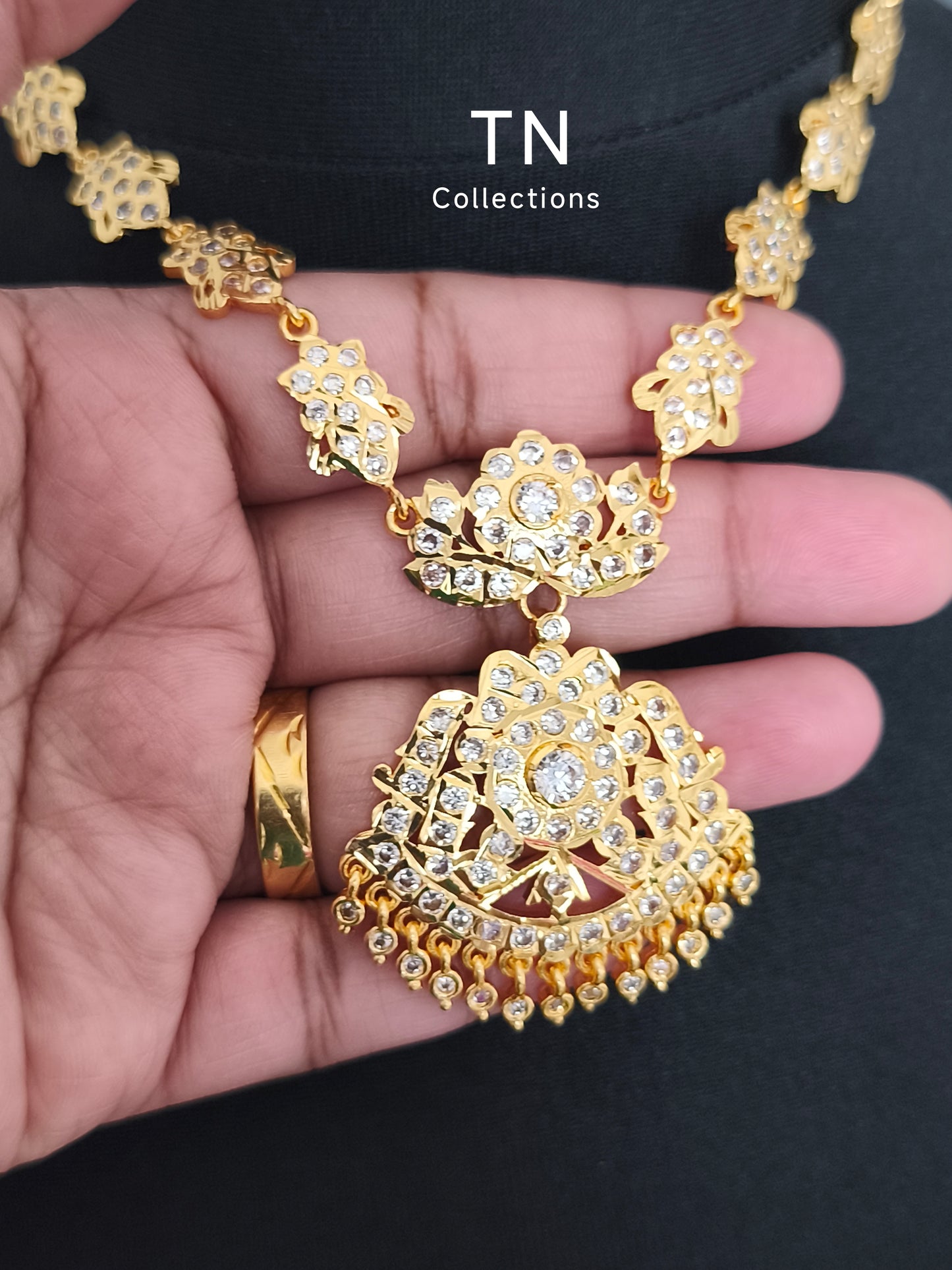 Micro Finish Full white stone Attiyal with earrings