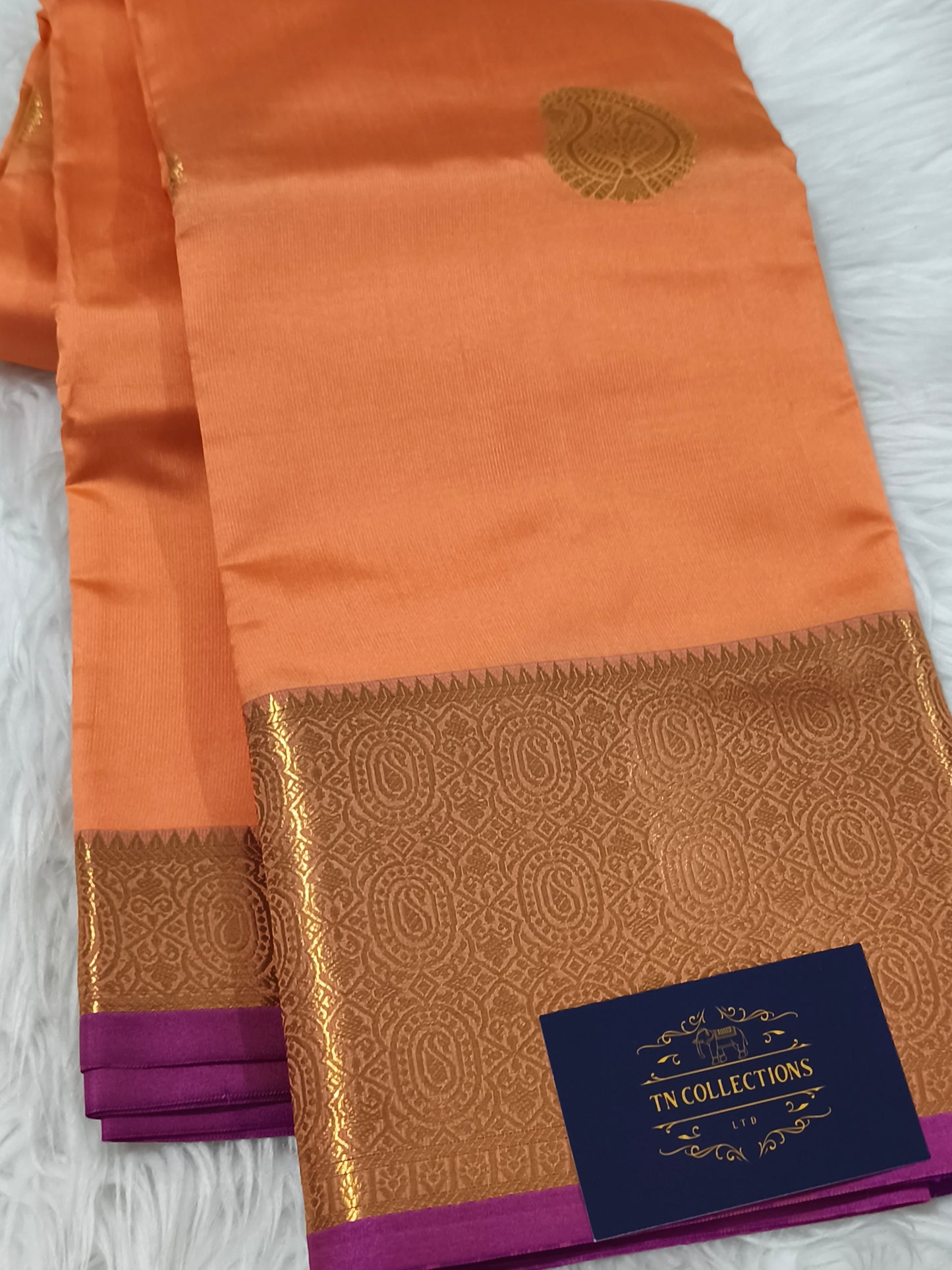 Luxury Semi Soft Silk Saree (Peach-Orange)