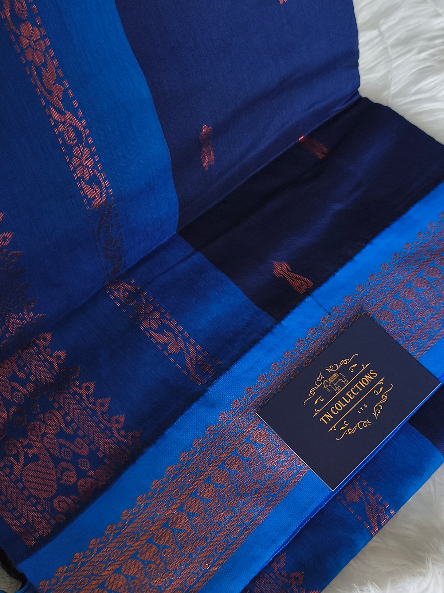 Navy blue with Royal blue Kalyani cotton Pattu Saree
