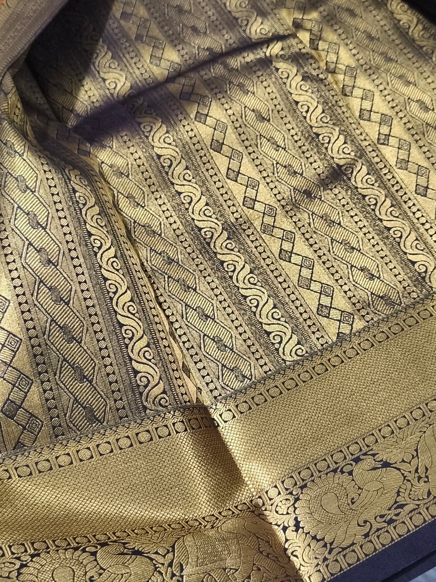 Trendy Vintage Rusty Orange with Dark Brown Kanchi Semi silk saree