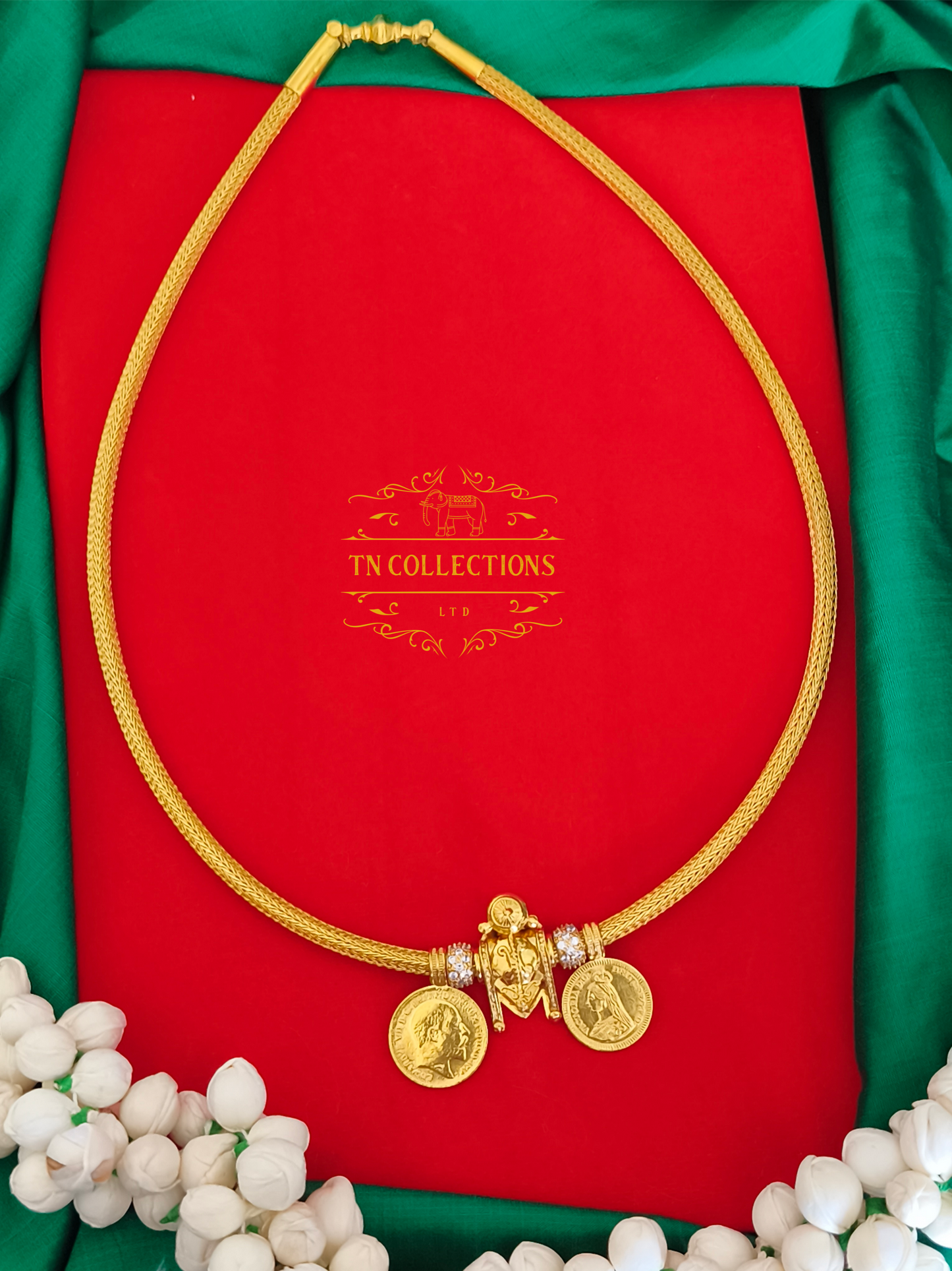22ct Gold plated Traditional Vaira Thalikodi with kombu thali (Unscrewable Clasp)