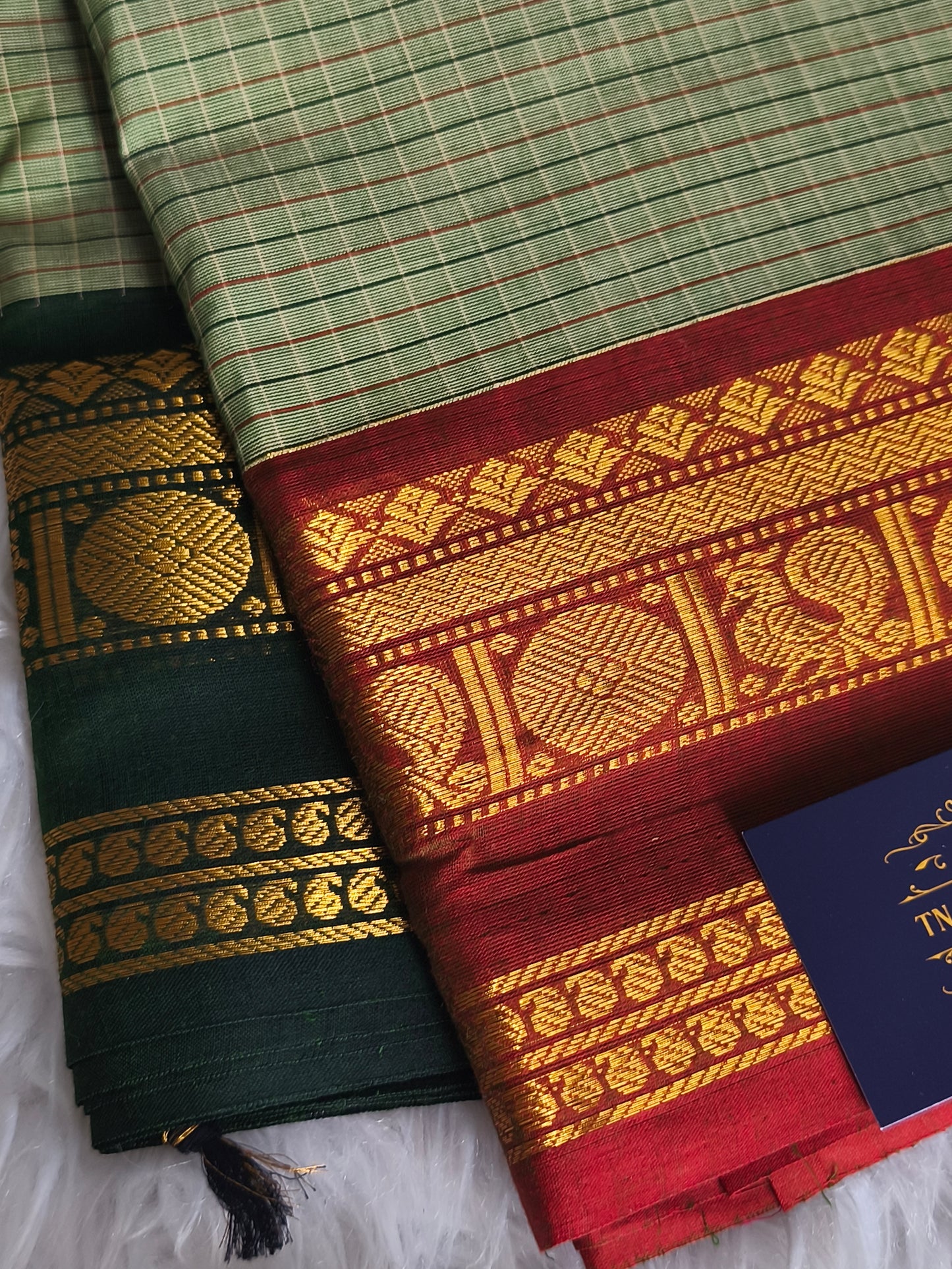 Pure Handloom kanchi cotton Kattam Saree