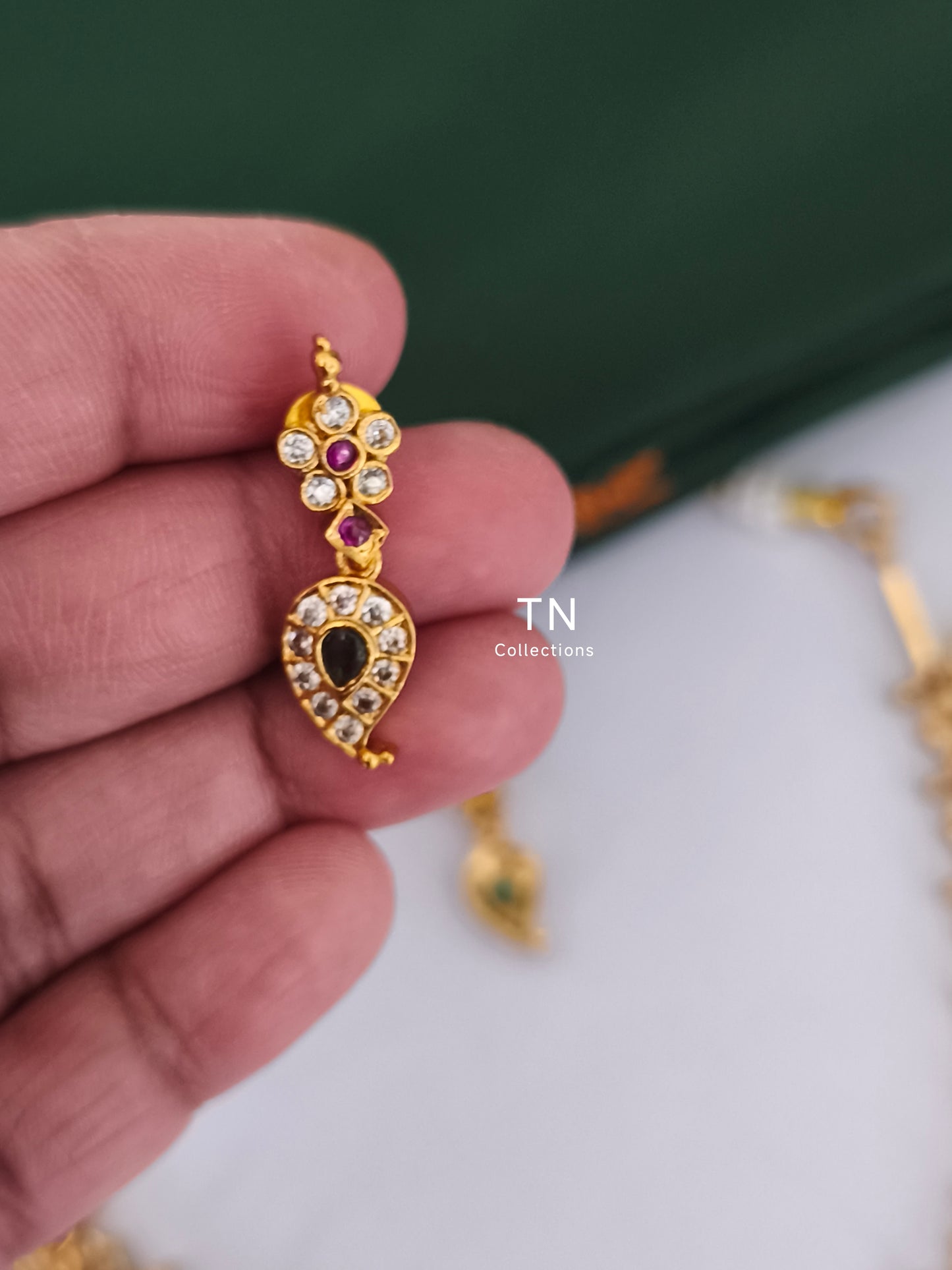 Antique Polish Mango Design Necklace With Earrings