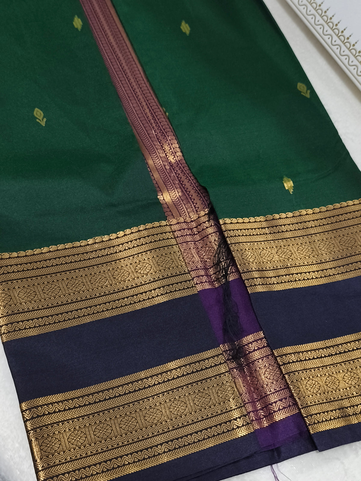 Trendy Semi Soft Silk Saree with contrast blouse and rich pallu