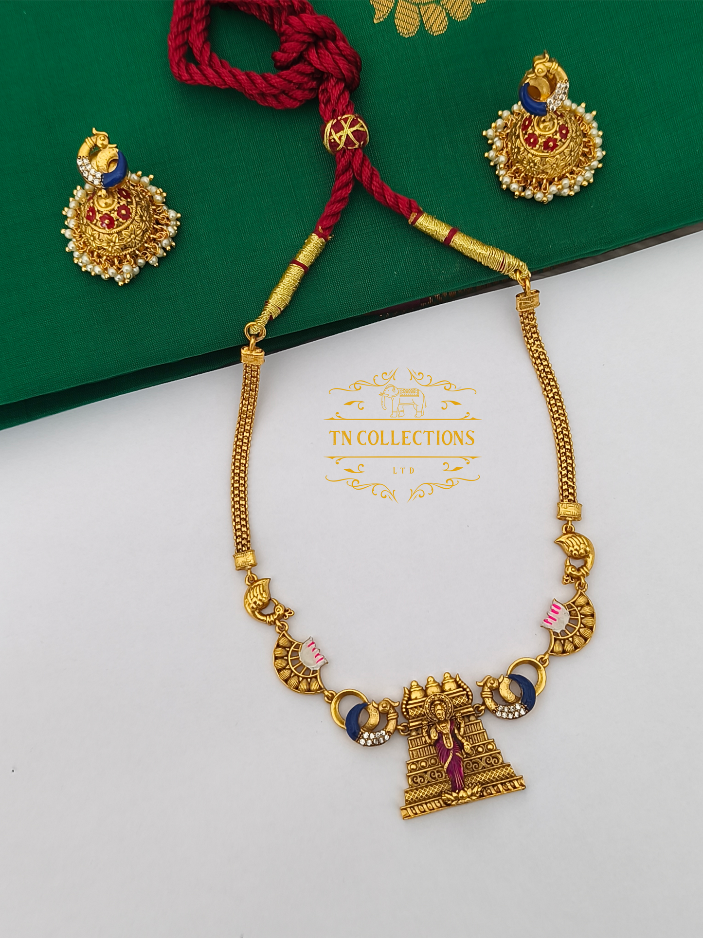 Antique Polish Traditional Meenakshi Necklace Set