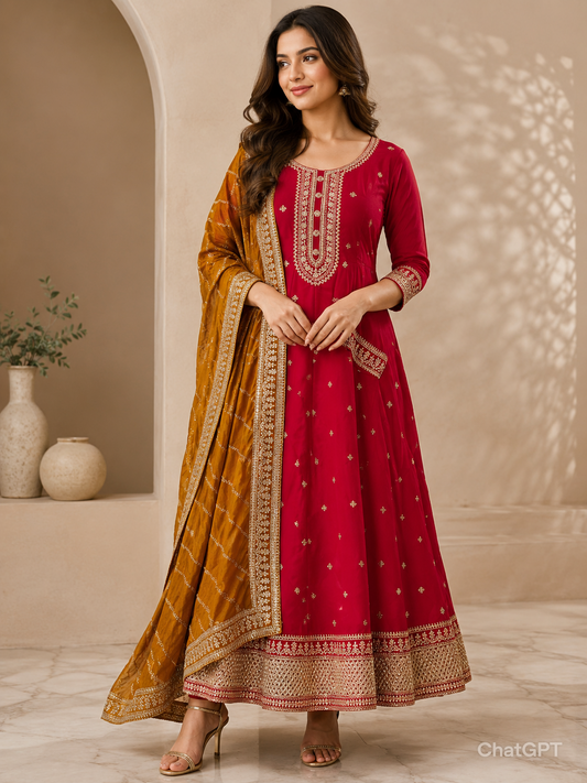 Grand 3pcs Party wear Anarkali Dress (Size L/XL)