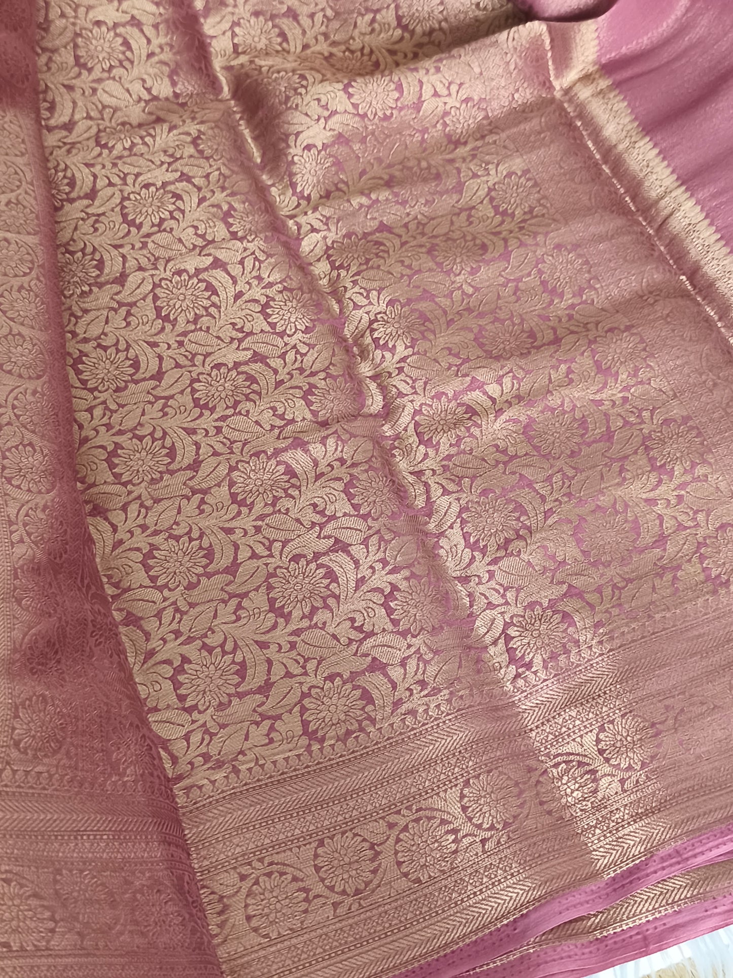 Dusky Pink colour Chiffon Georgette Party Saree