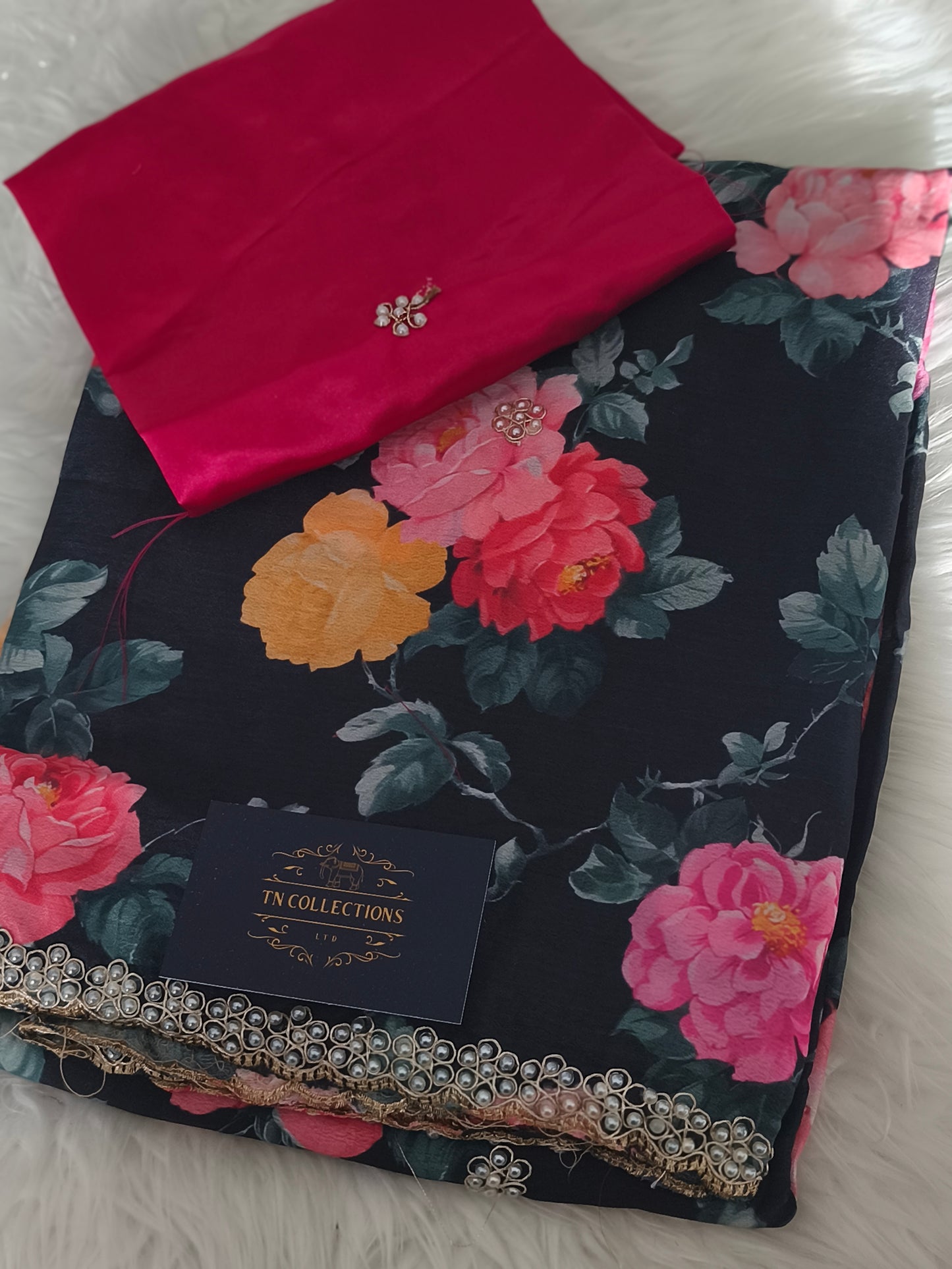 Black Floral Party Saree
