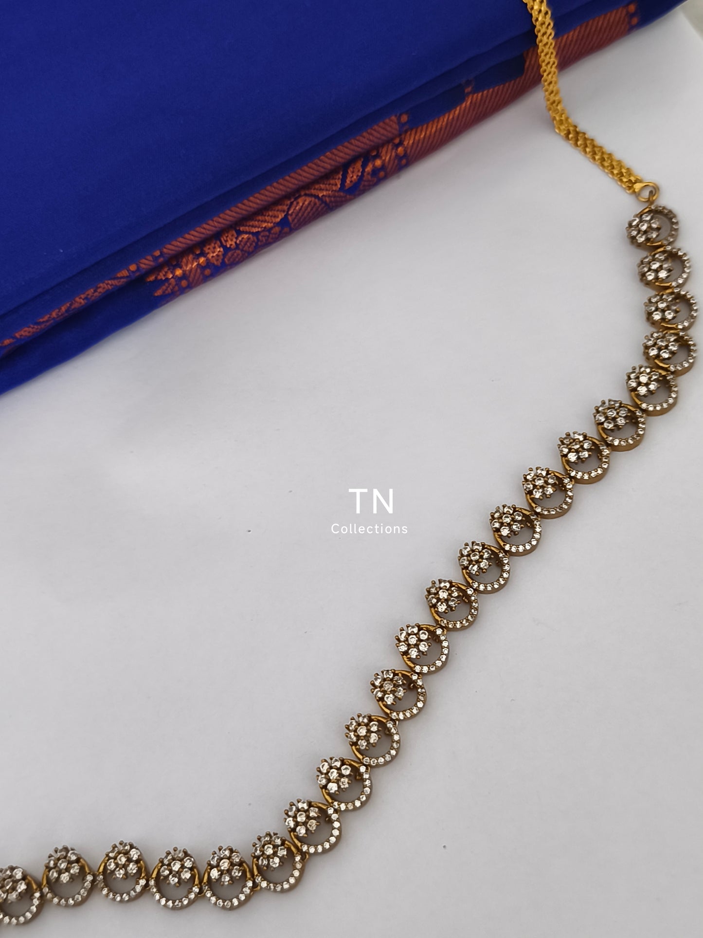KIDS cz stone Matte finish hip chain (Full wite Stone)