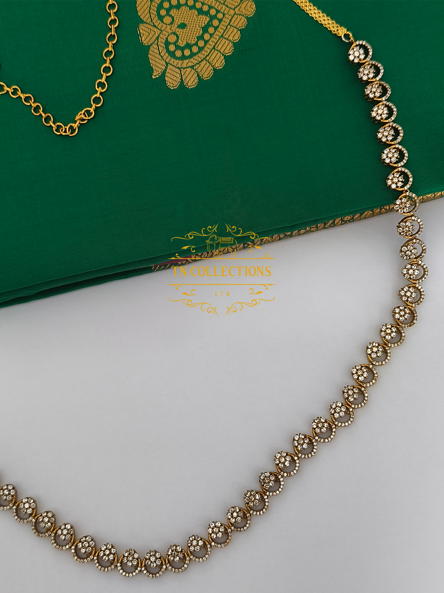 Matte Finish Cz hip chain (Full white stone)