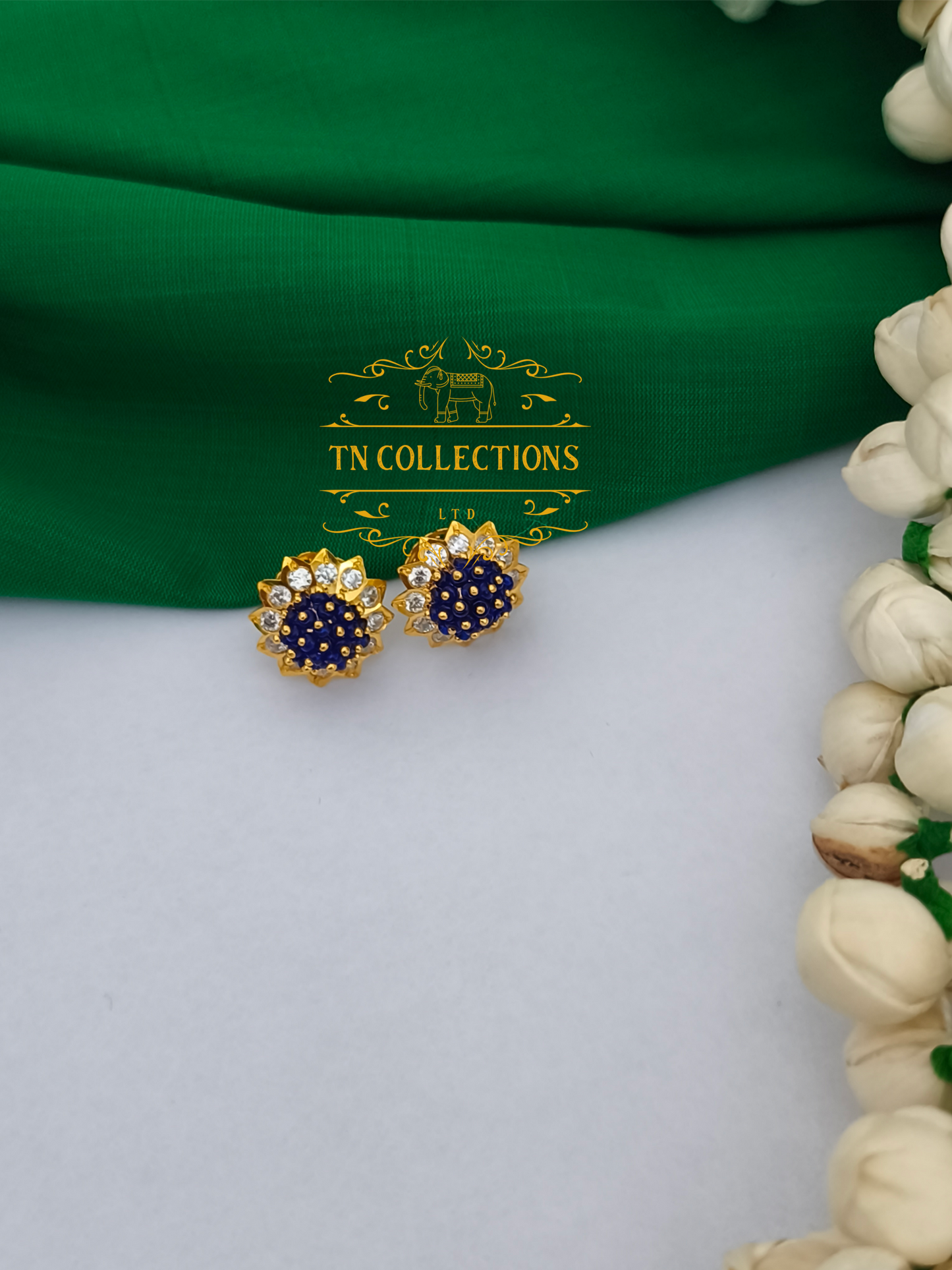 22ct Gold plated Traditional Muthukuviyal Thodu (Blue)
