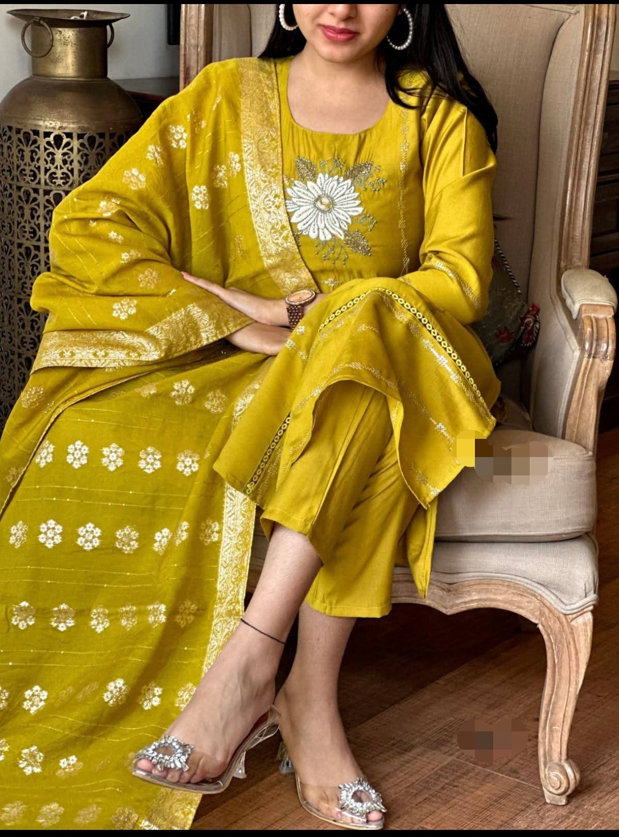 3pcs Readymade Side open kurthi (Size 42)