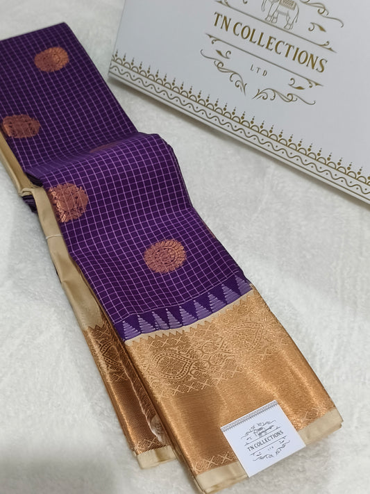 Checked Kanchi Semi Silk Saree
