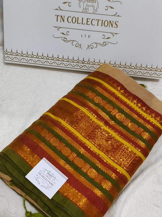 Kerala Special Mul Cotton Saree with Kanchi Border