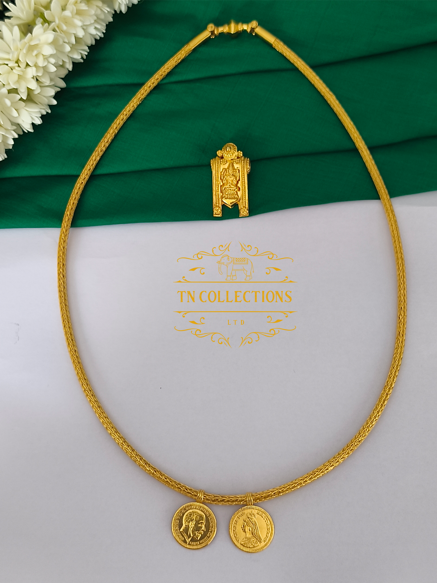 22ct Gold Plated Traditional Hindu Thalikodi with Amman thali & Coins (9-11 Pawn thickness)