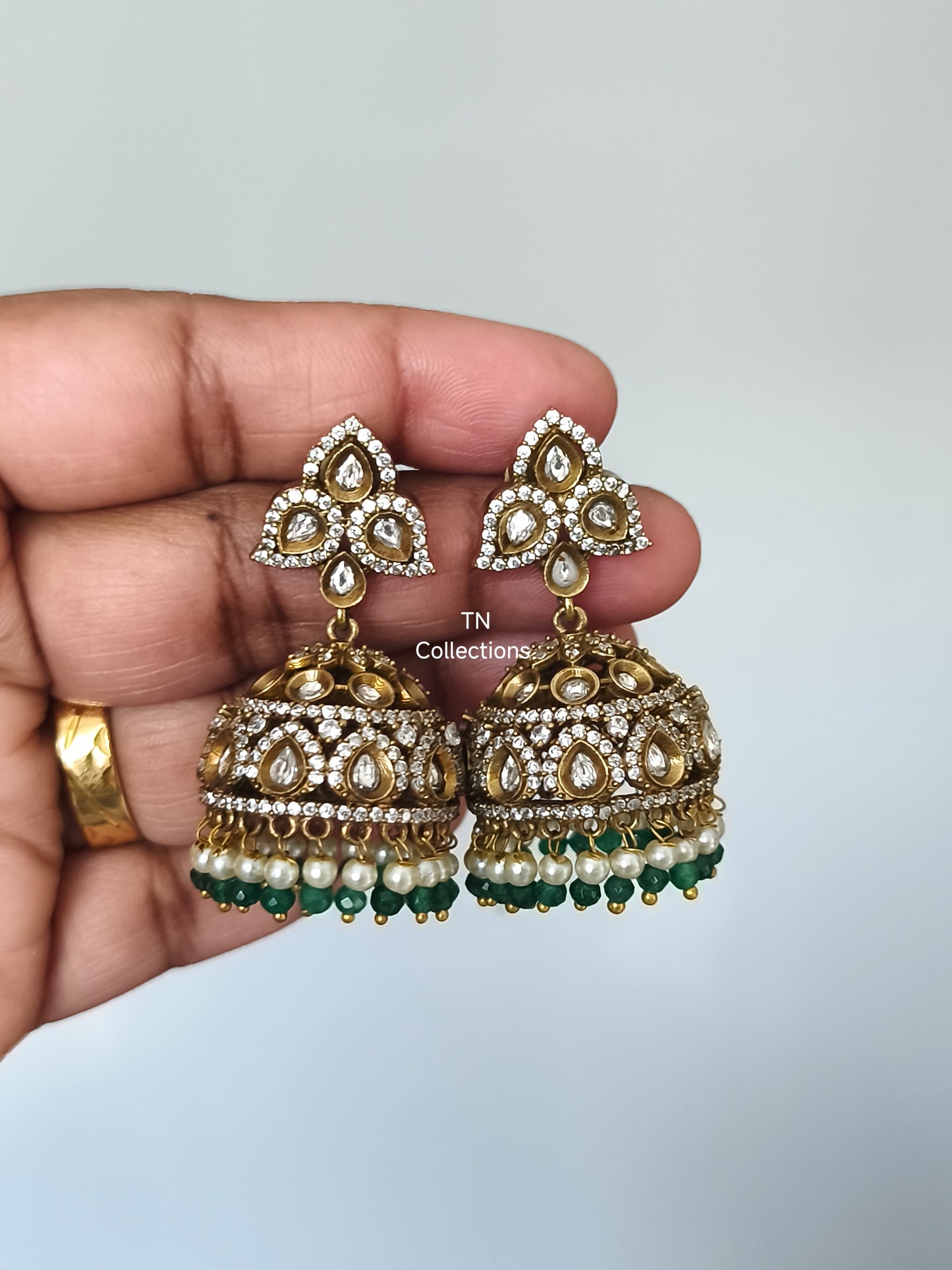 Victorian Ad Jimikki with Green Pearls