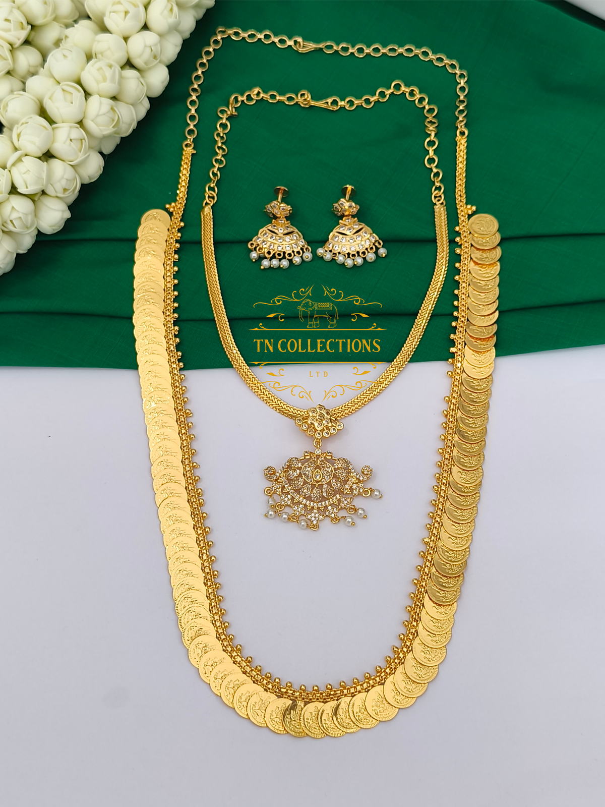 Micro Gold Finish Semi Bridal Set (Full white stones)