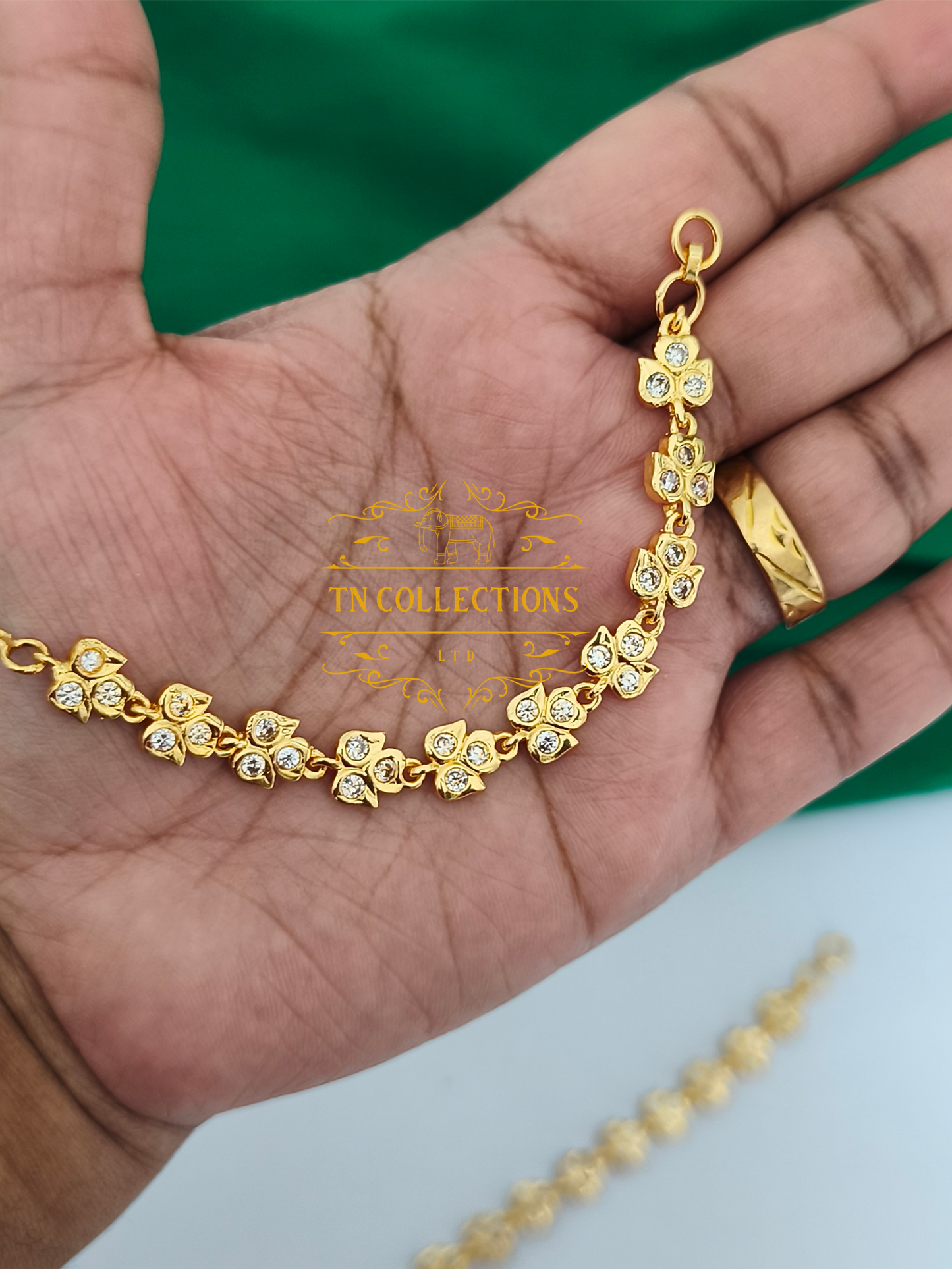 Micro Gold-Plated Traditional Maatal (Full White stones)