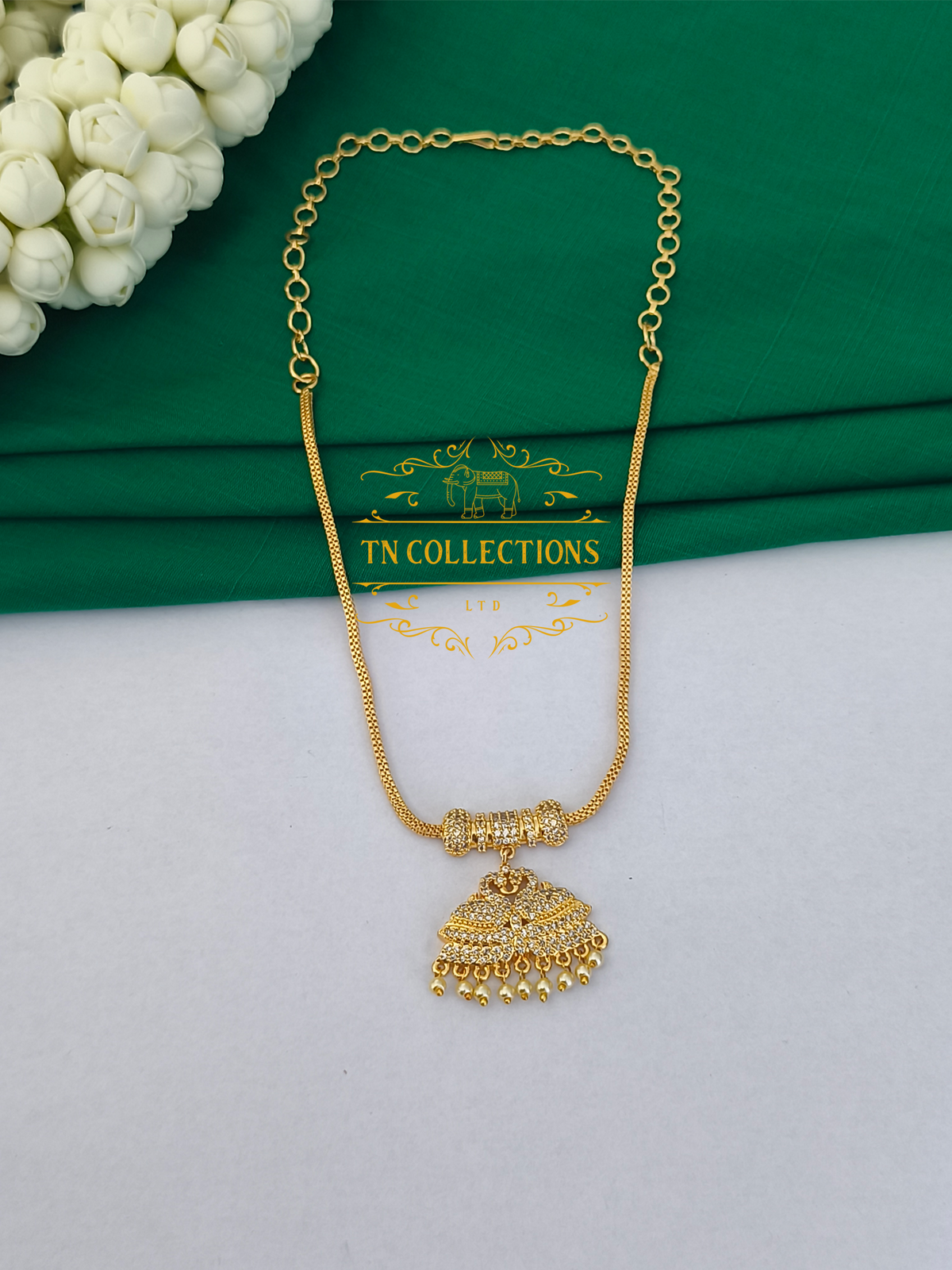 Micro Gold Finish cz stones Attiyal (Full White Stones)