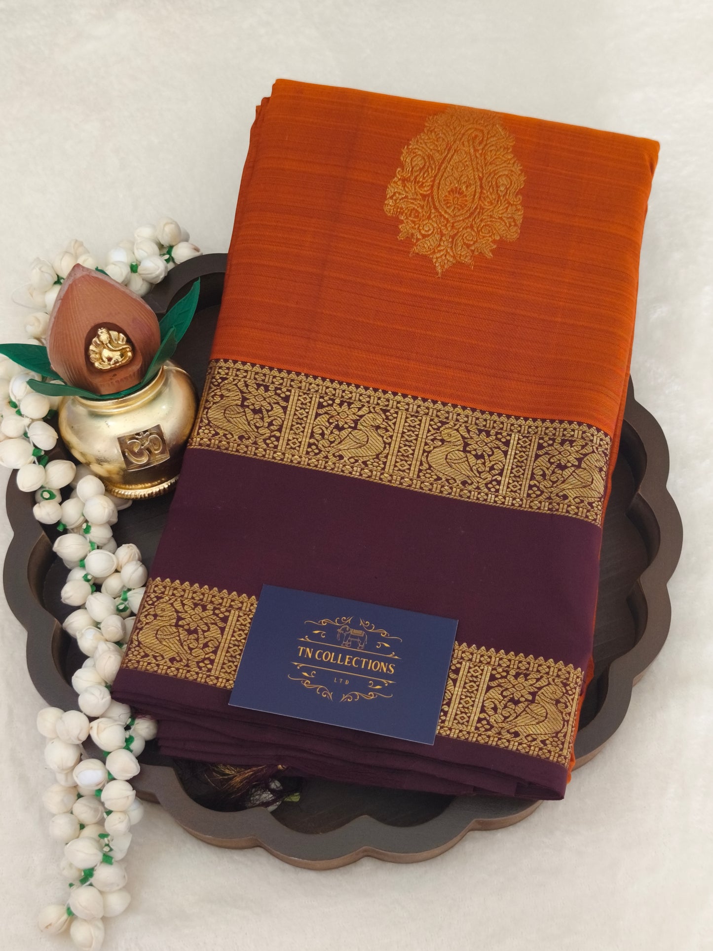 Trendy Pure Kanchipuram Silk Saree (Vintage Rusty Orange)