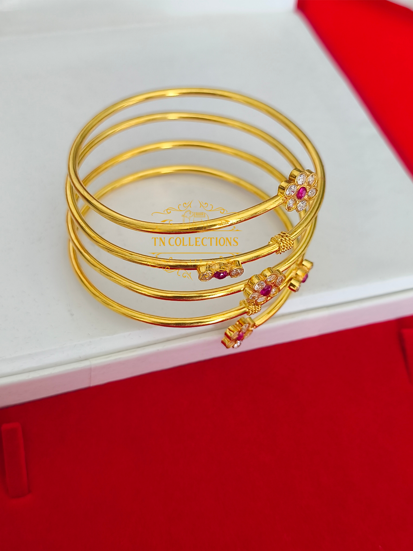 22ct Gold plated Traditional Bangle (Floral Design)