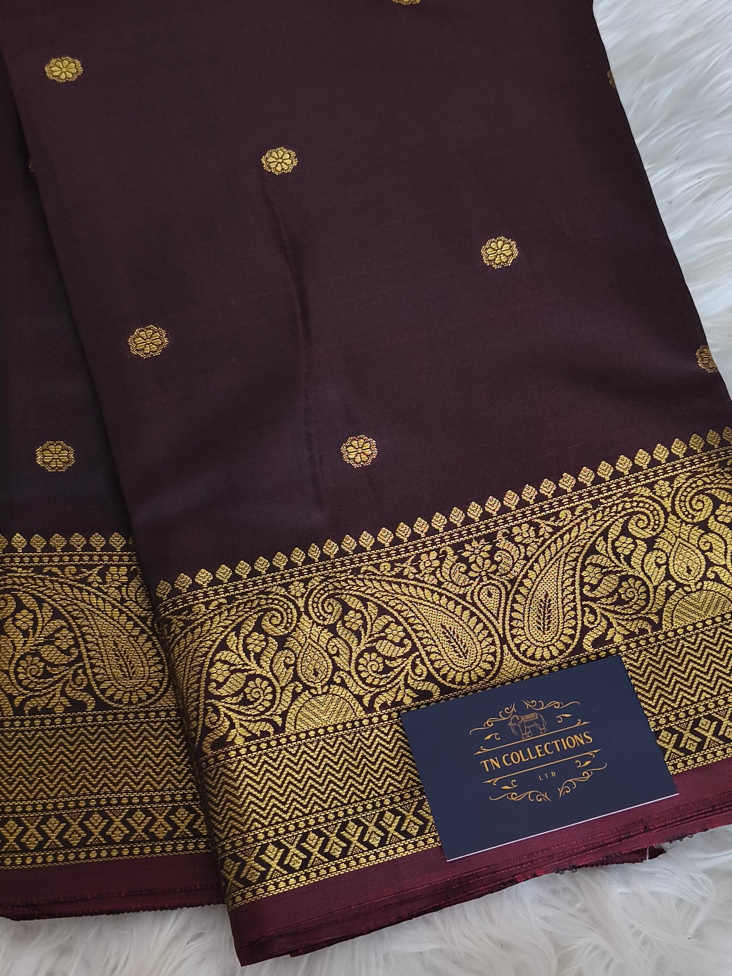 Dark Brown Banarasi Semi kataan Soft Silk