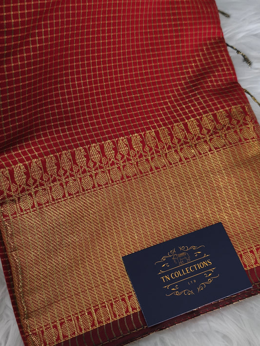 Trendy Small Checked Kanjivaram silk saree