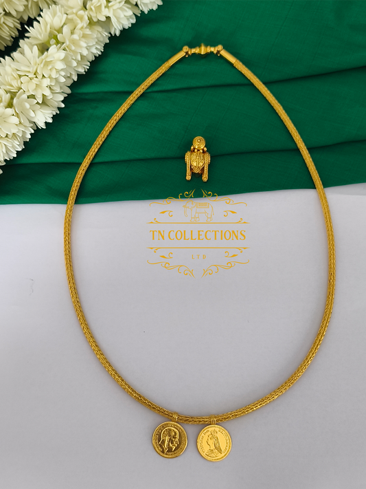22ct Gold Plated Traditional Hindu Thalikodi with Kombu thali & Coins (9 - 11 Pawn thickness)