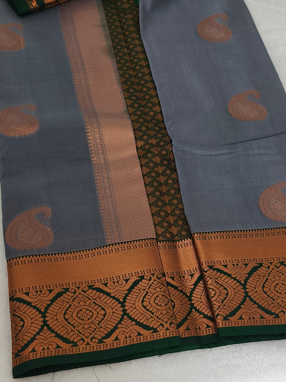 Grey kanchi Semi Silk Saree