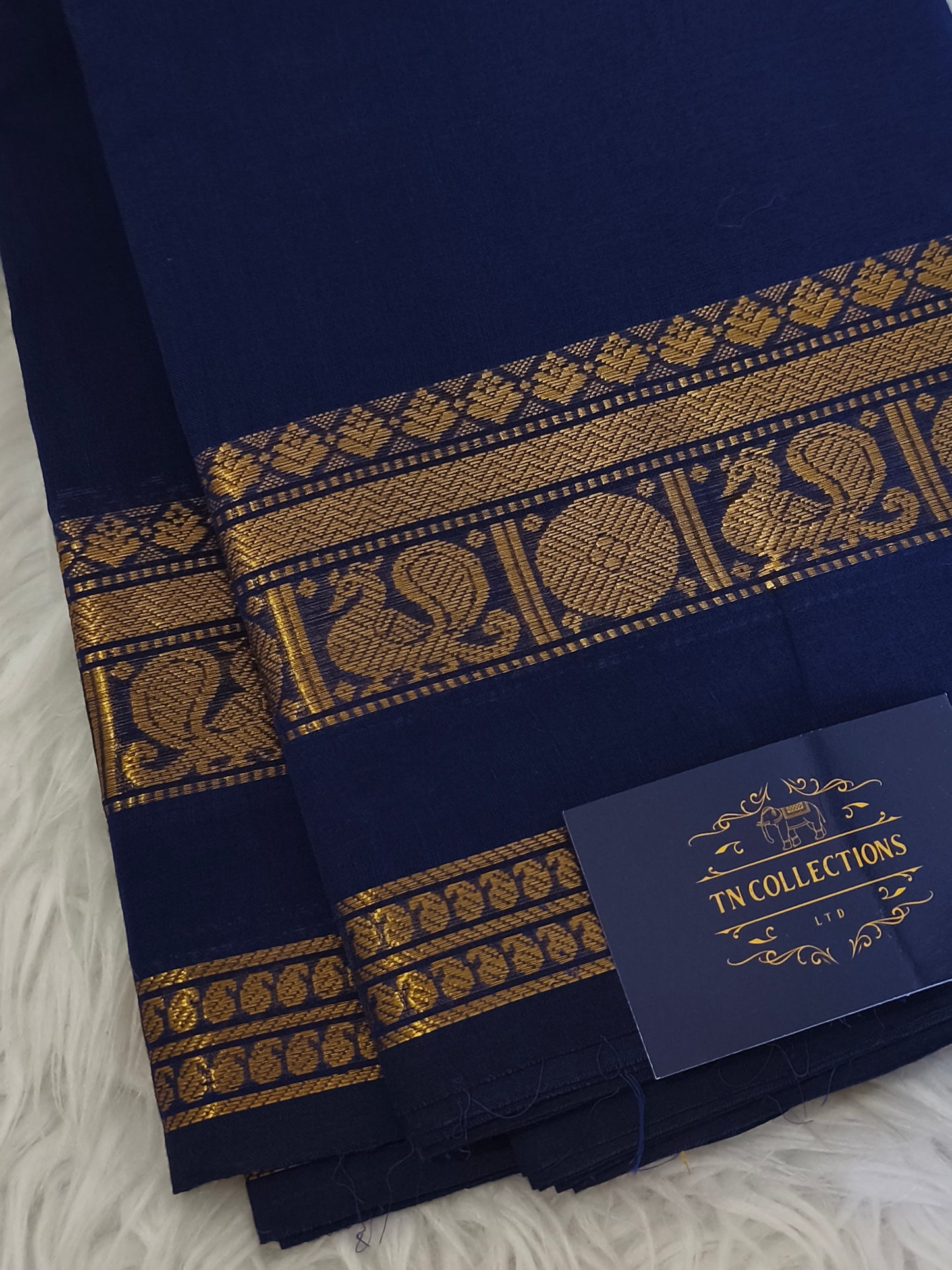 Pure handloom kanchi cotton saree (Blue)