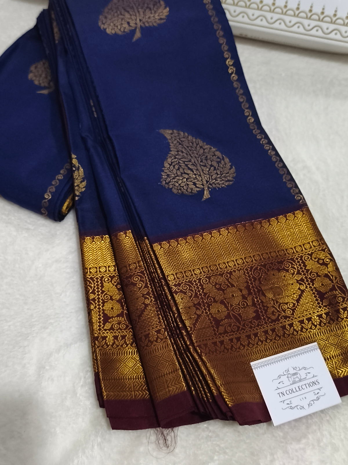 Kanchi Semi Silk Saree with contrast blouse