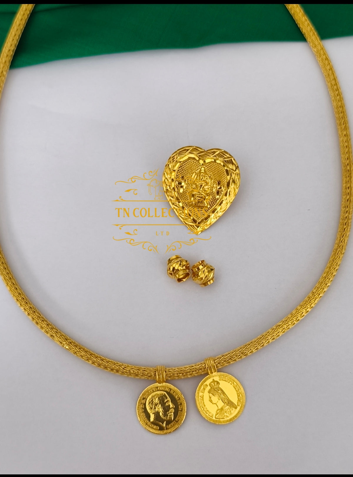 22ct Gold Plated Traditional Hindu Thalikodi with Amman thali & Coins (15- 19 Pawn thickness)