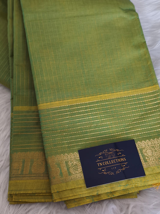 Pure Premium Kanchi cotton saree (120's count)- Pista Green