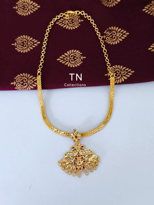 Micro gold plated Peacock Necklace/ Attiyal
