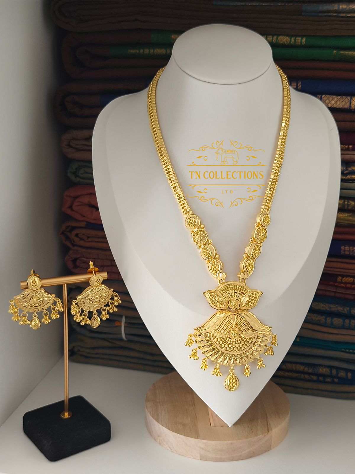 One Gram Gold Forming Haaram with Earrings