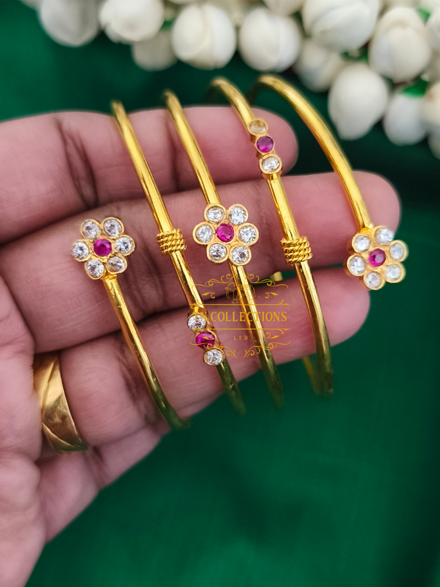 22ct Gold plated Traditional Bangle (Floral Design)