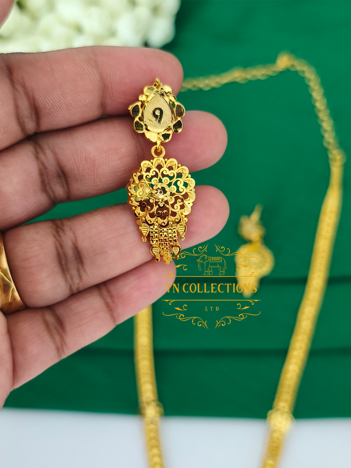 Gold Plated Long Haaram with Earrings