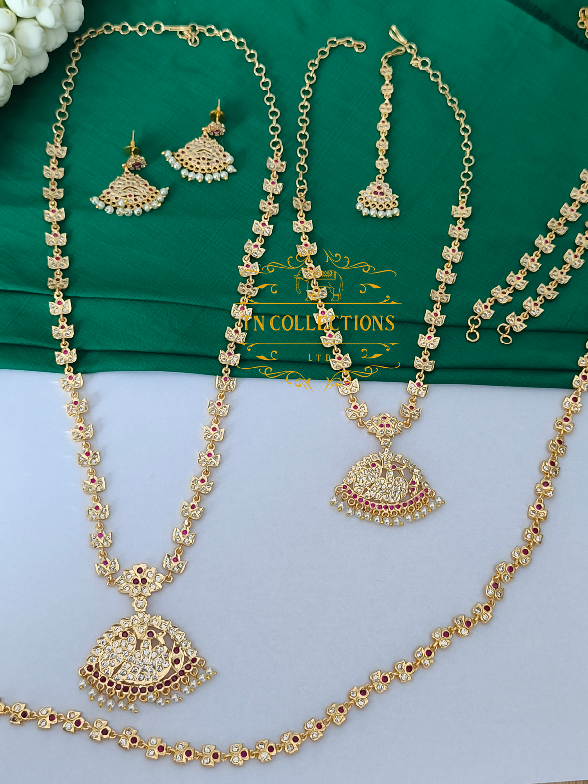 A Royal Bridal Statement  Set (Ruby & White)