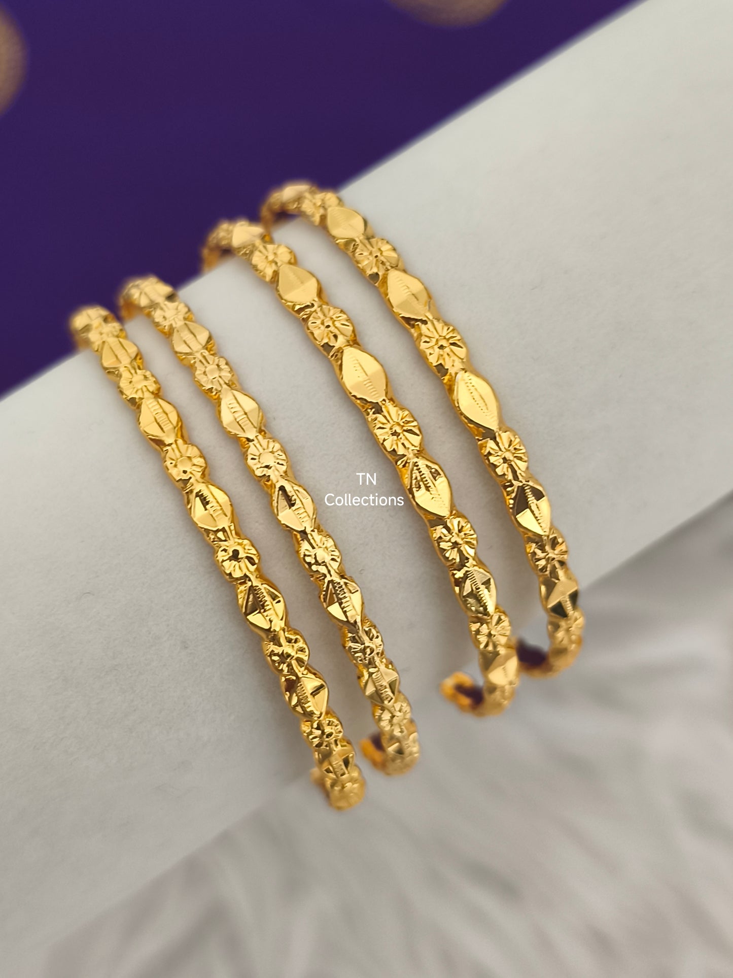 Micro Gold Plated Bombay Bangles Set (Size 2.6)