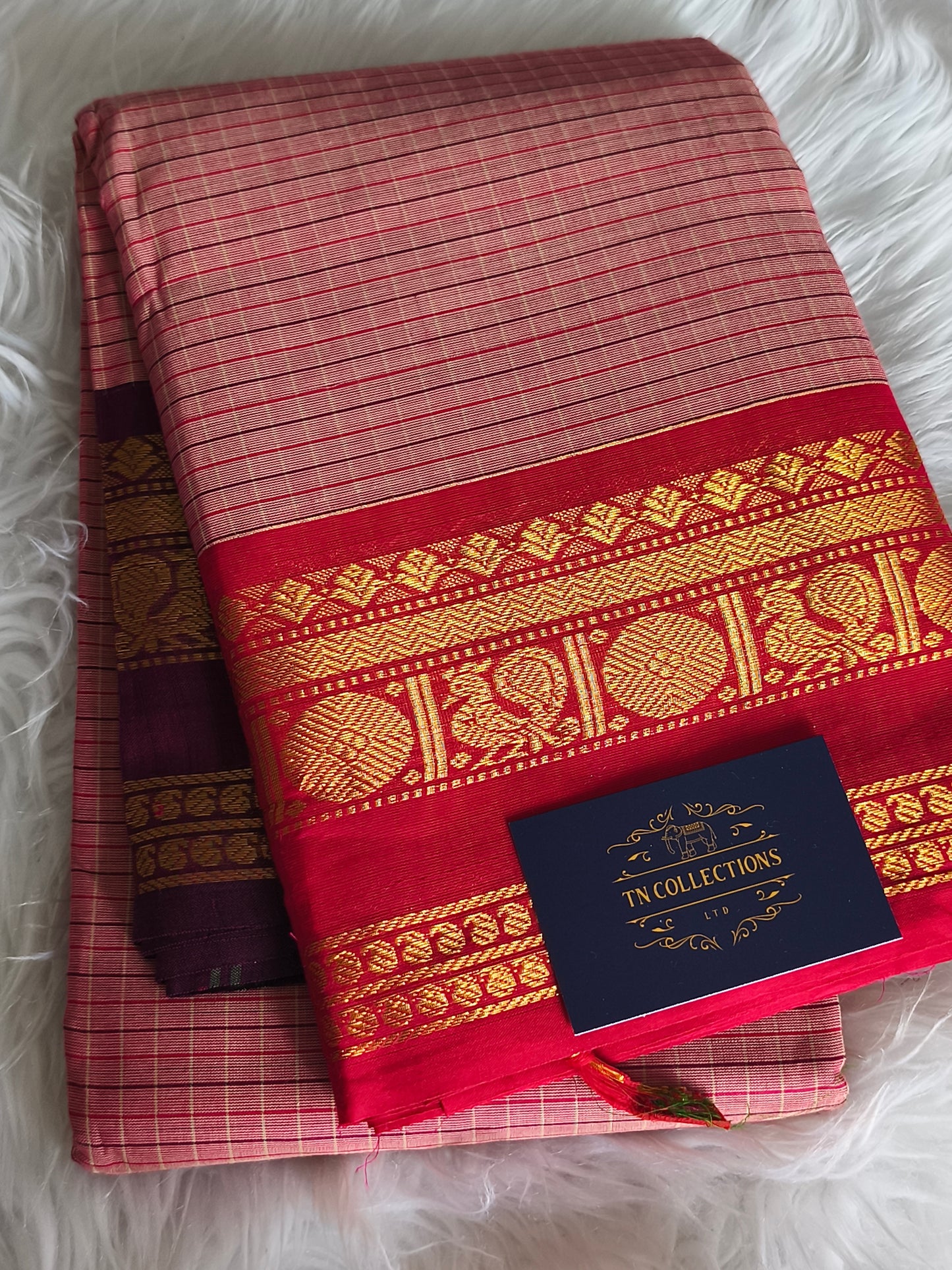 Pure Handloom kanchi cotton Kattam Saree