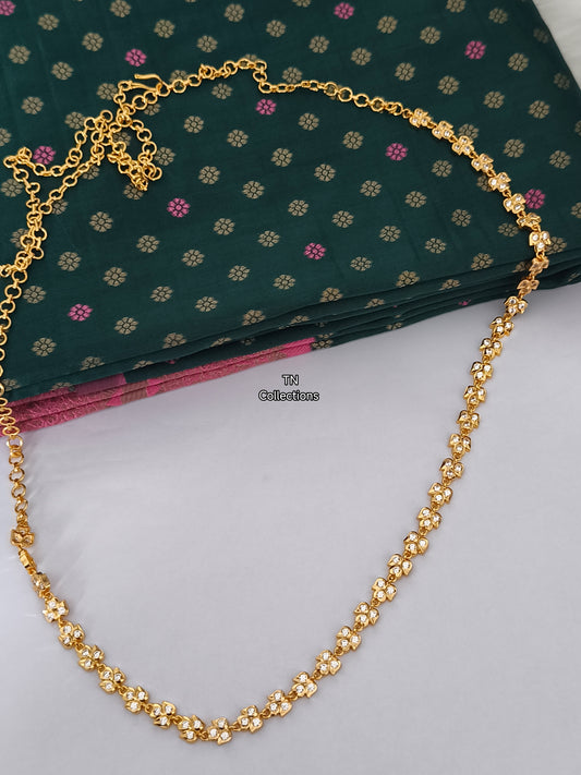 Micro gold plated Hip Chain(Full White stones)