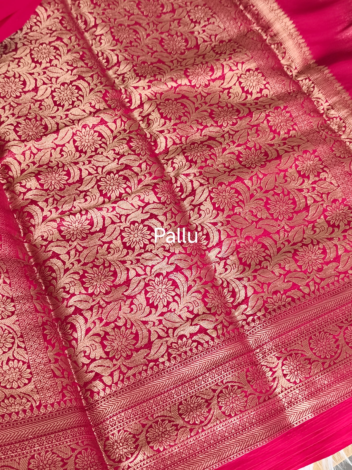 Premium Chiffon Georgette saree (Hot Pink)