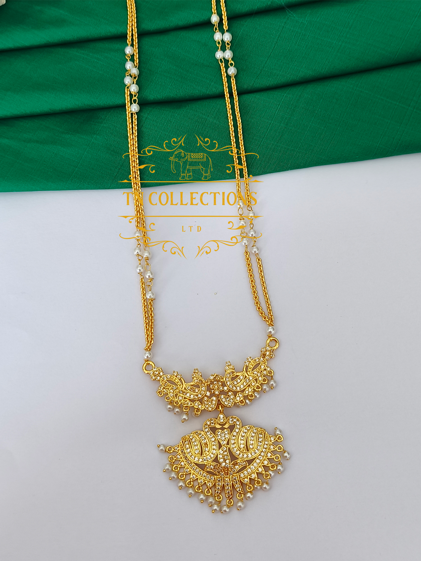 Micro Gold-Plated Traditional Pathakkam with Pearl Chain