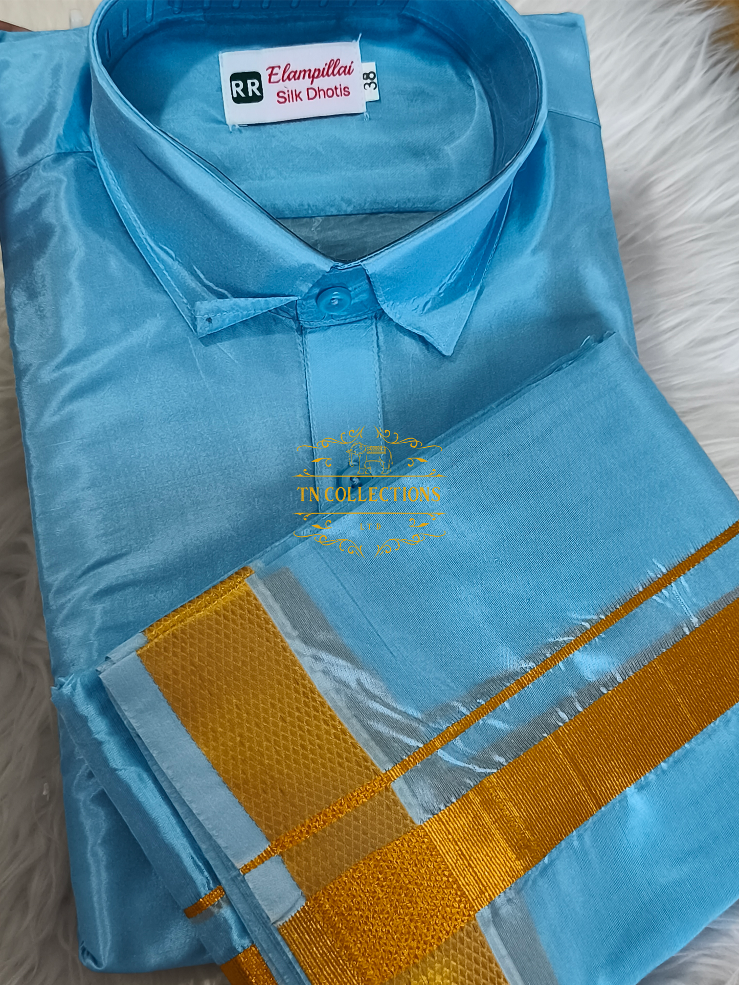Blue Colour Veshti Shirt set
