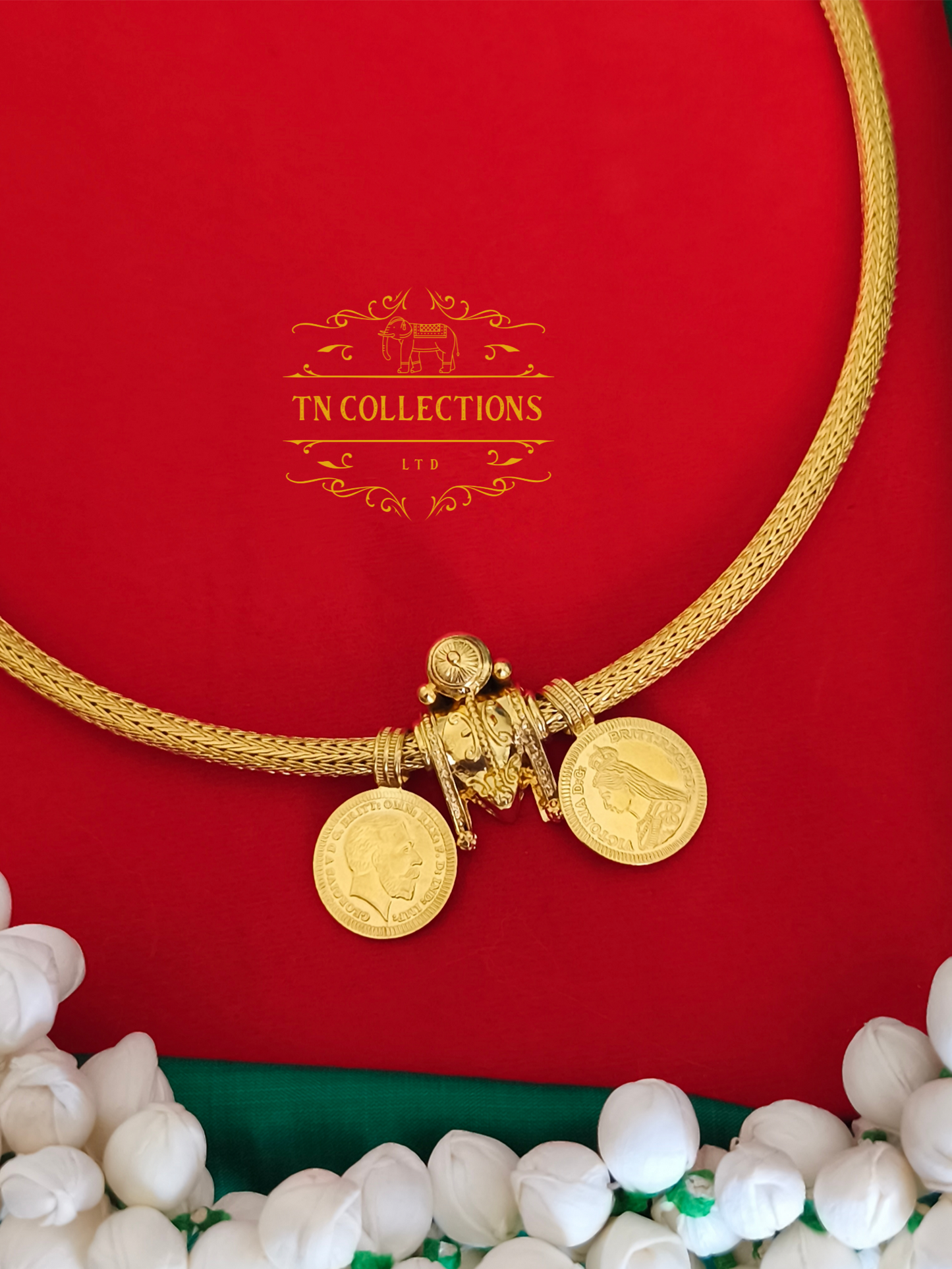 22ct Gold plated Traditional Vaira Thalikodi with kombu thali (Unscrewable Clasps)