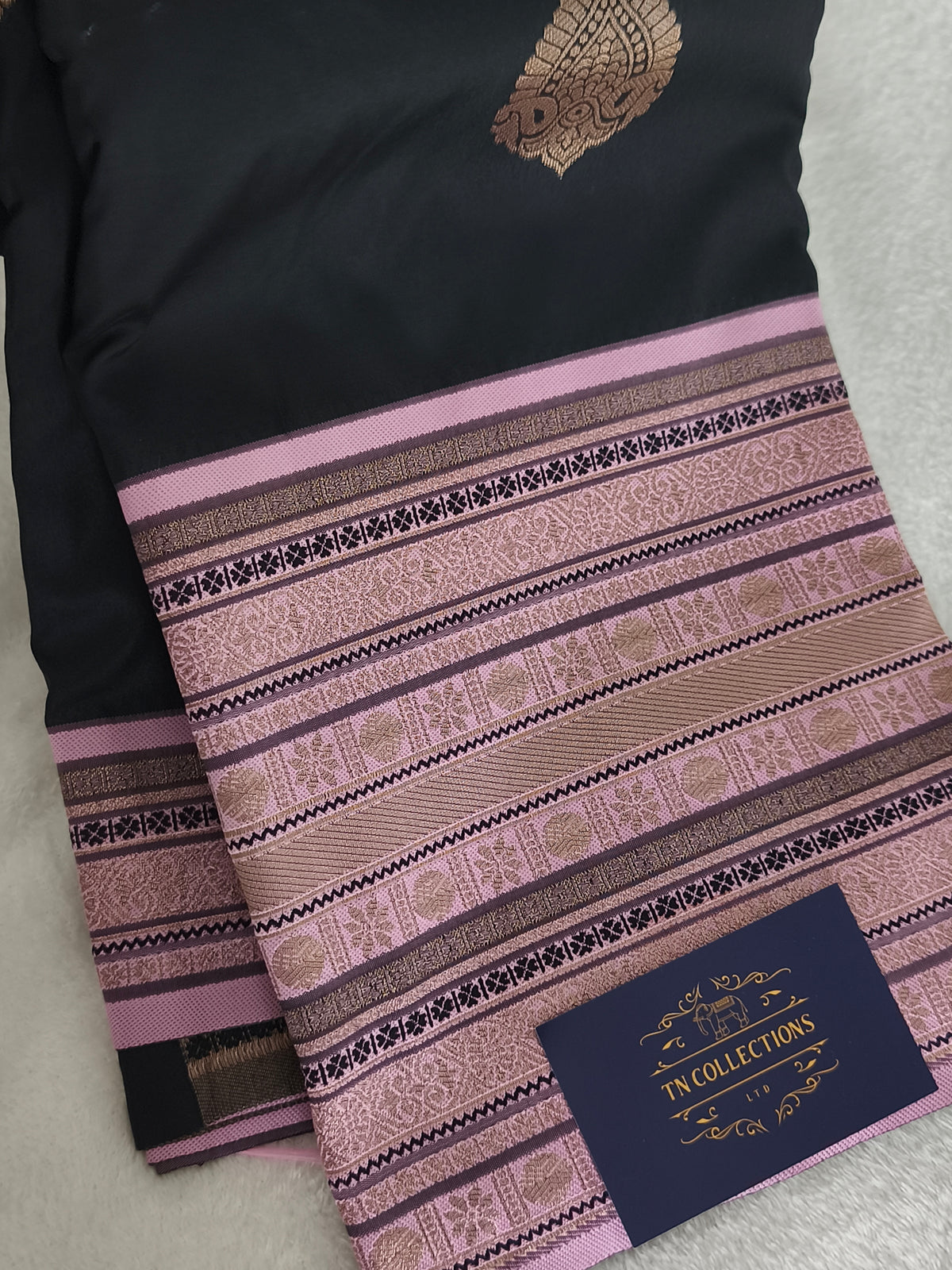 Black Kanchi semi silk Saree