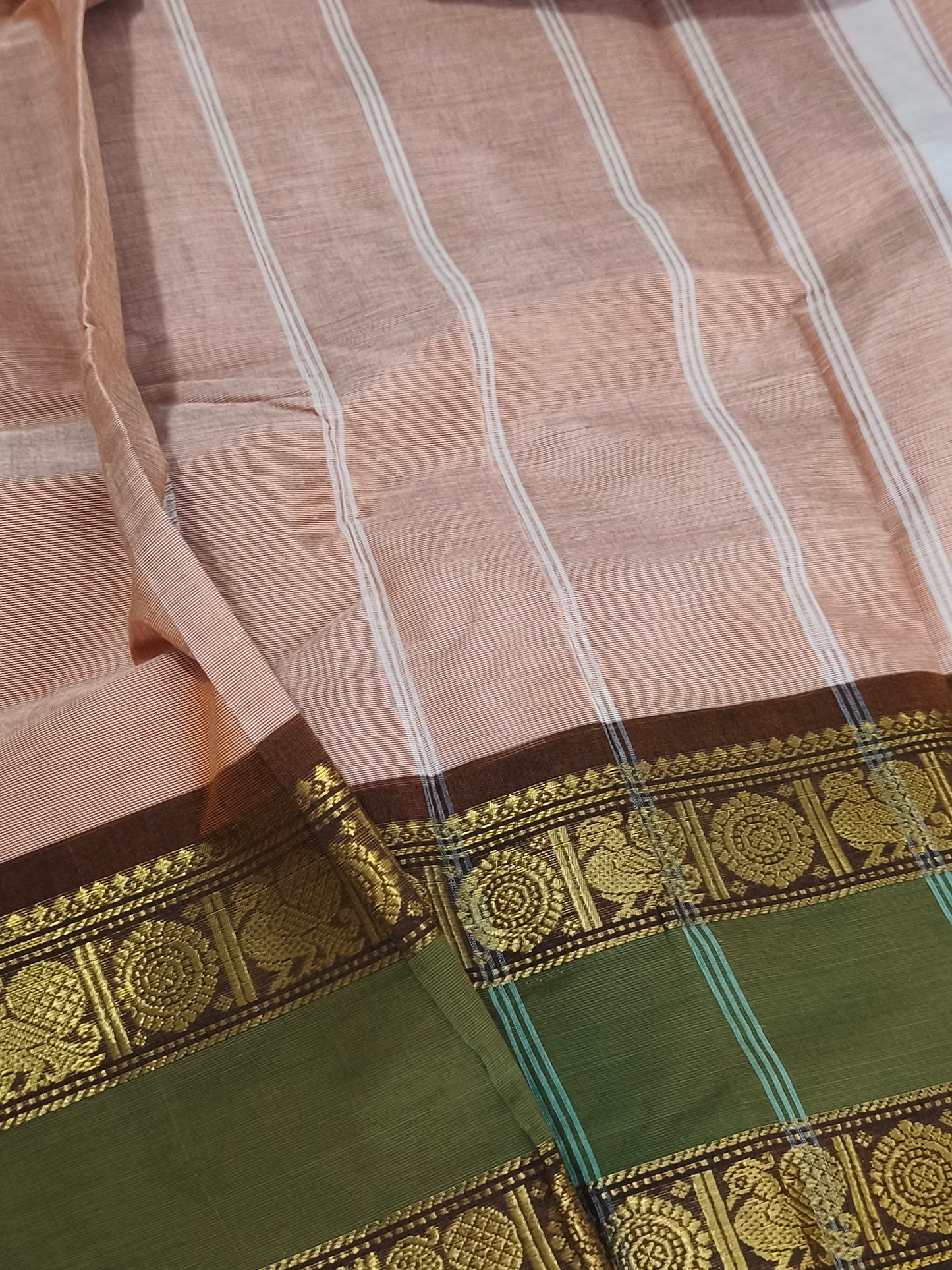 Pure Chettinad cotton saree with Kalamkarai blouse